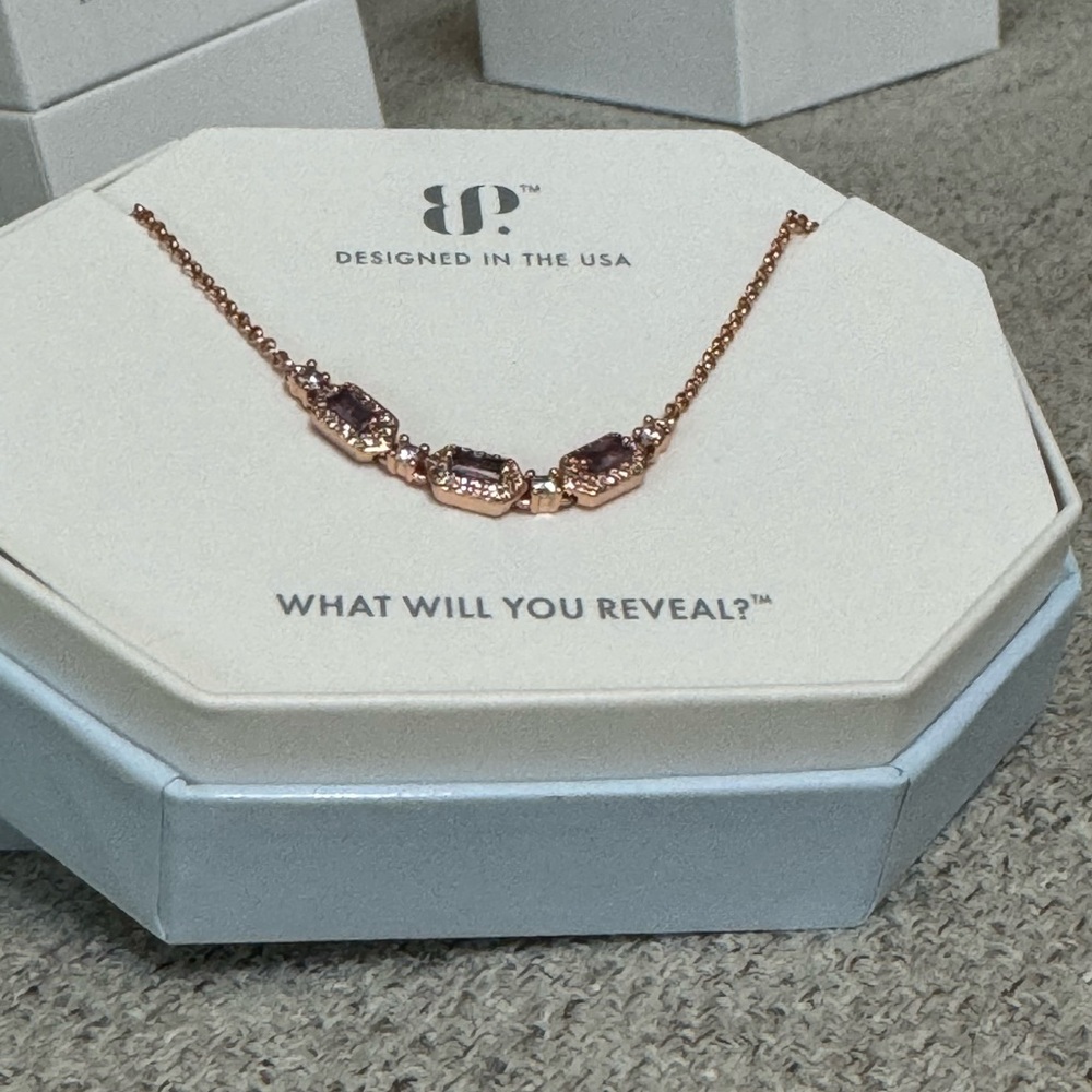 Bomb Party Amethyst Cubic Zirconia Necklace with Rose Gold Plating - Picture 5 of 8